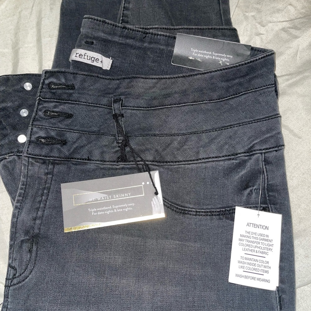 Button fly black plus size jeans